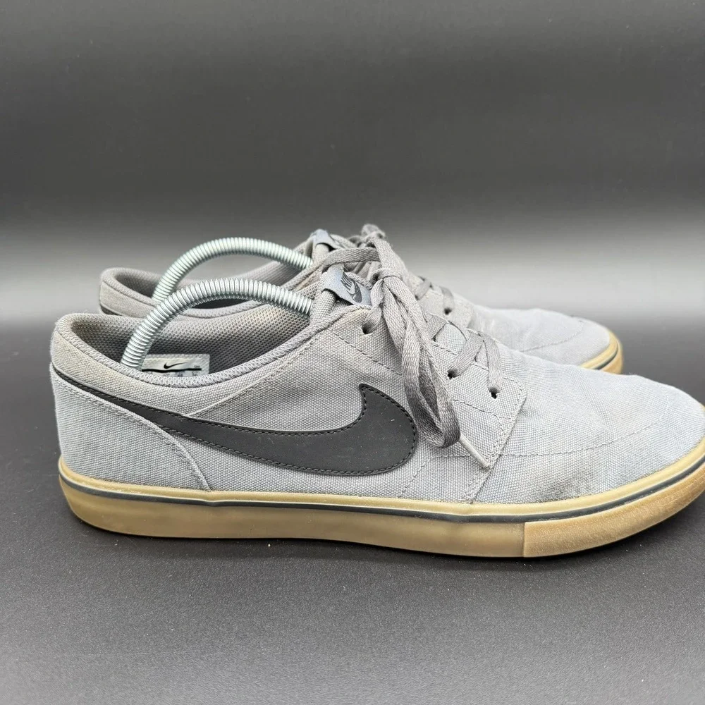 Nike SB Portmore II 2 Solar CNVS Gray/Wht Canvas Skateboard Shoes Men's Size 12